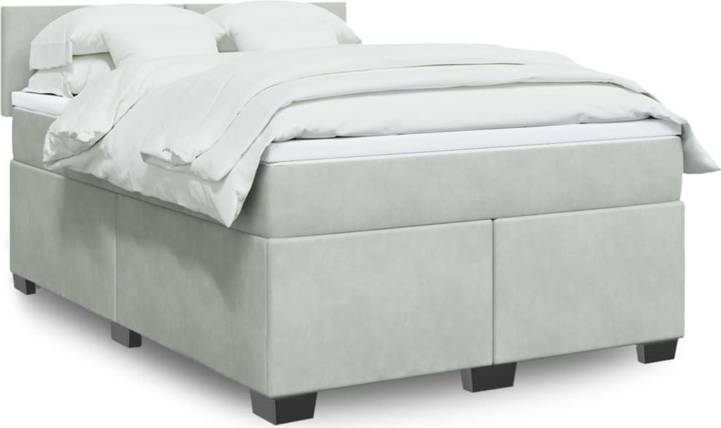 "2026 Promotion" Boxspringbett mit Matratze - Hellgrau 160x200 cm - Samt - Polsterbett CC14883