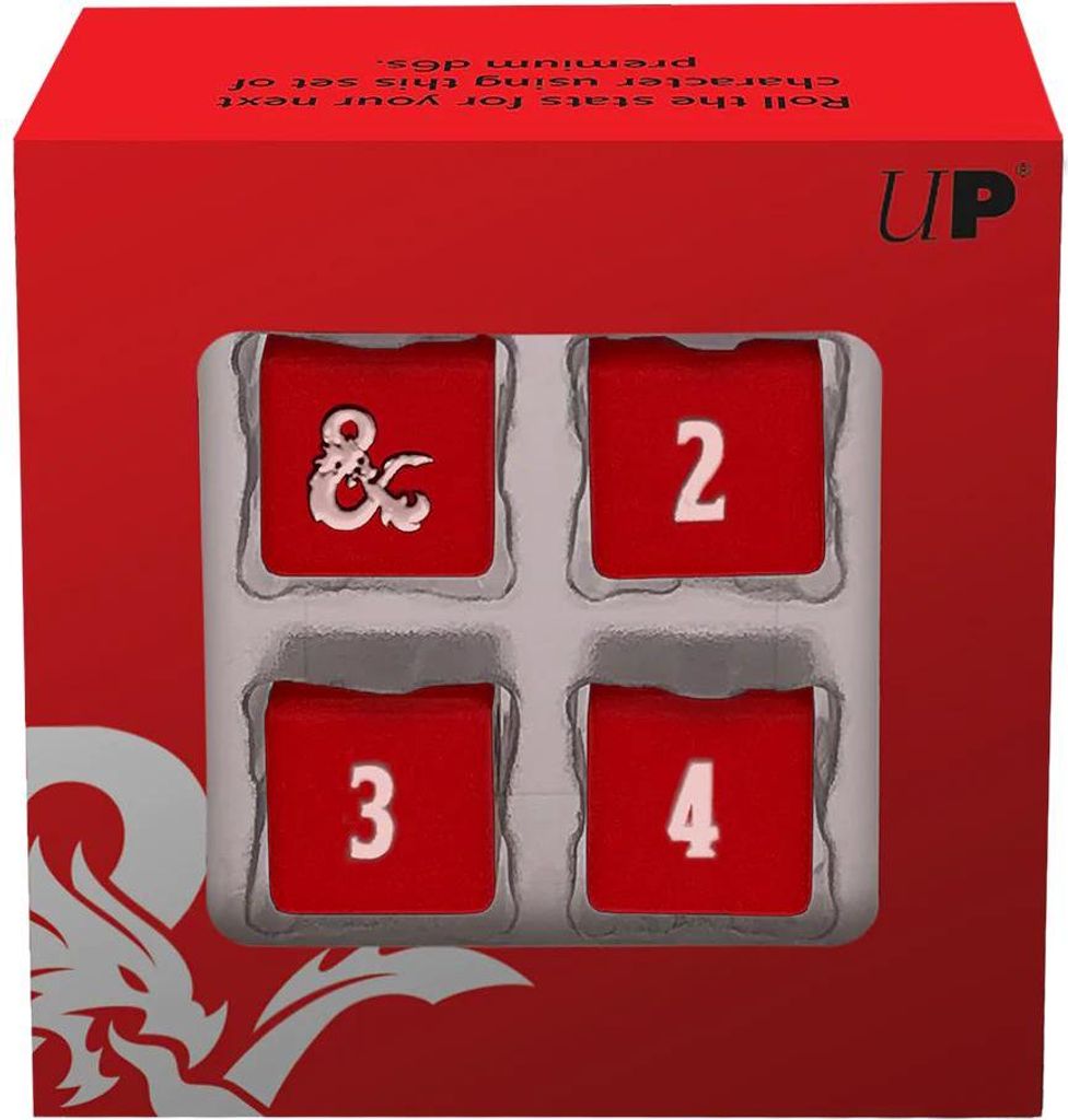 Ultra Pro - Heavy Metal Red and White D6 Dice Set for Dungeons & Dragons
