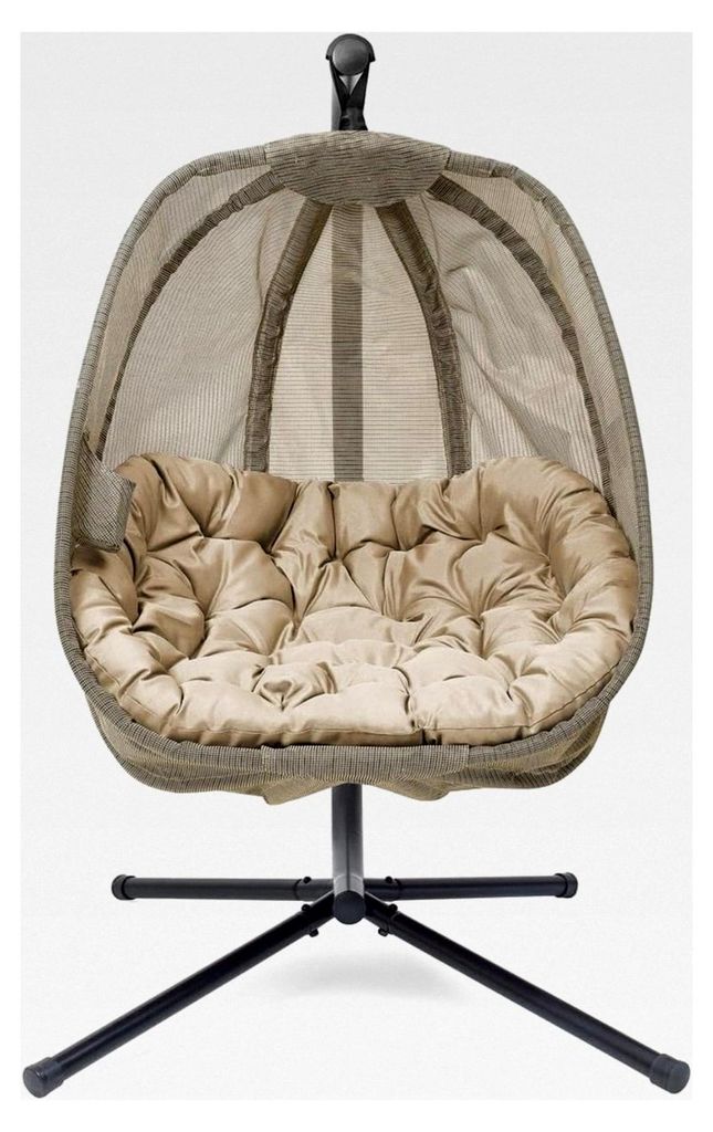 Hängesessel Beige mit Gestell für 1 Person, Hängestuhl aus Textilene bis 150 kg für Garten und Terrasse