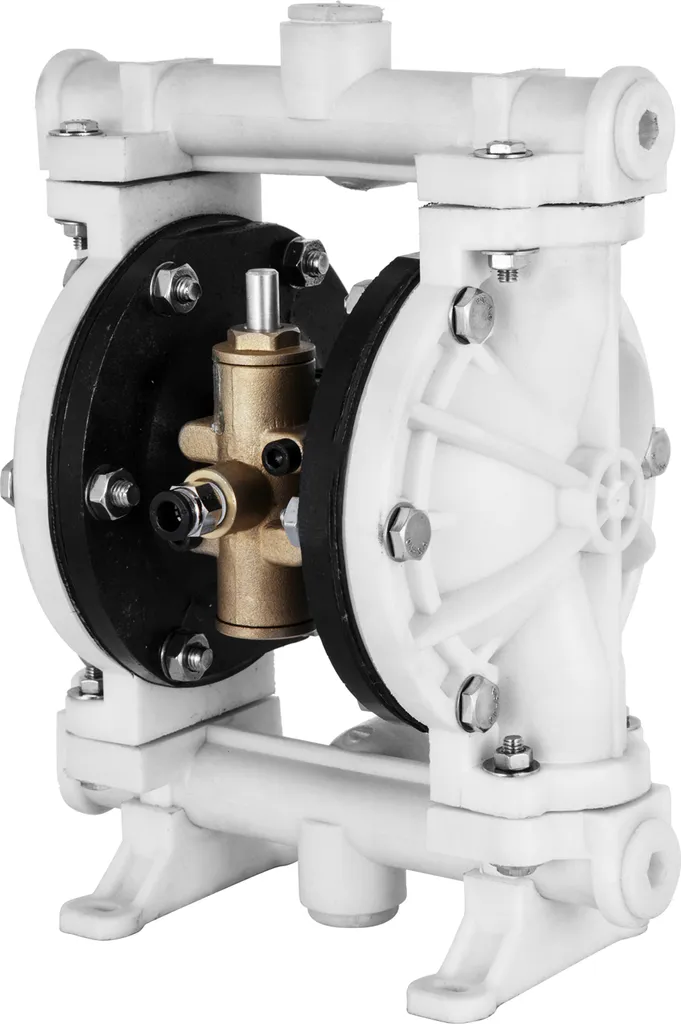 Pompa a doppia membrana ad aria compressa di SucceBuy, ingresso e uscita da 1/2 pollice, corpo in polipropilene, 2,5 GPM e max. 80 PSI, pompa di trasferimento pneumatica a membrana in PTFE per petrolio, diesel, olio e fluidi a bassa viscosità - 1