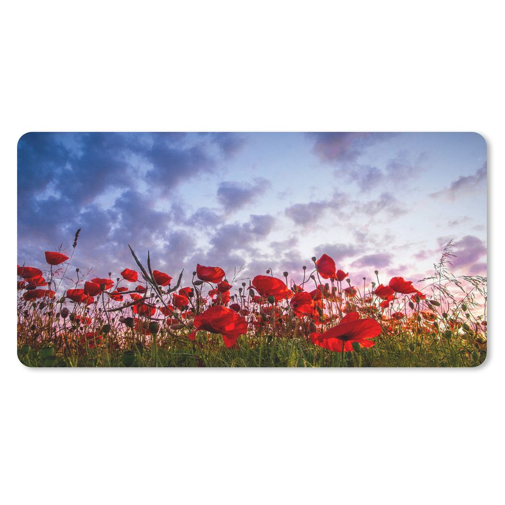 MuchoWow Mauspad Mousepad Panorama eines farbenfrohen Mohnblumenfeldes 60x30 cm - Mousepads - Maus Mat - Pad - Mausunterlage - Nachhaltig