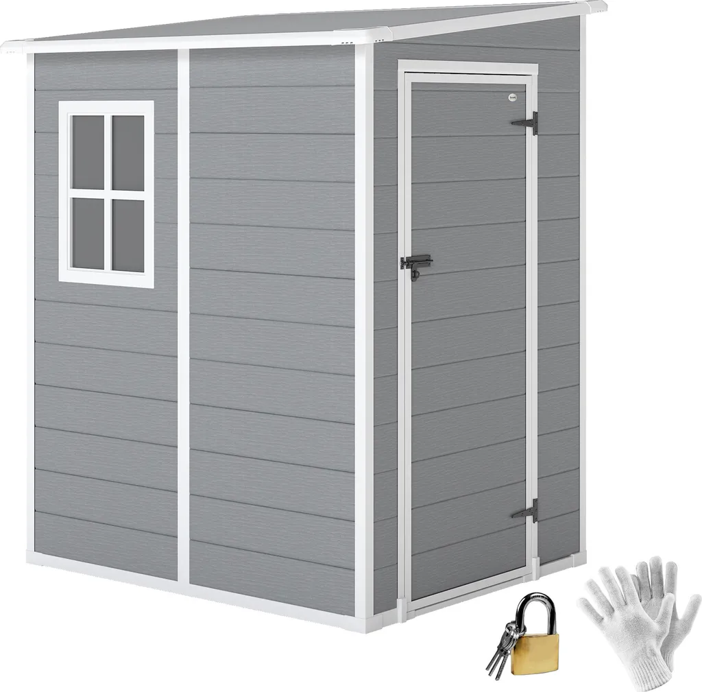 Cabane de Jardin pour Outils en Résine Grise 1,54 m² avec Fenêtre