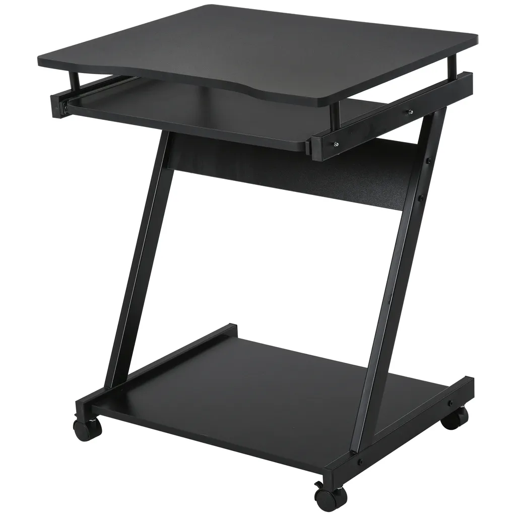 Petit Bureau Informatique Roulant pour Chambre ou Salon avec Rangement