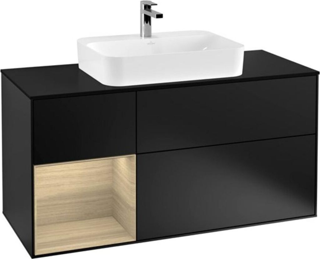 V&B Waschtischunterschrank Wandbeleuchtung Finion 120cm, Pl b m, Reg li Oa ven, bla m Lac
