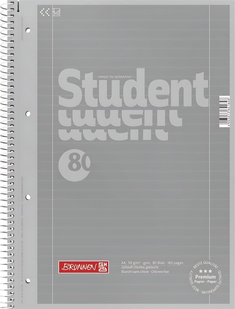 BRUNNEN Collegeblock A4 silver Lineatur 27 1067927192 Produktbild 