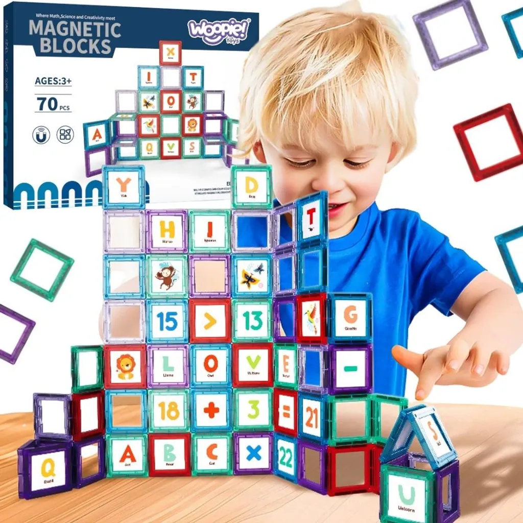 Blocs de construction aimantés alphabet 70 pièces Woopie série Espace
