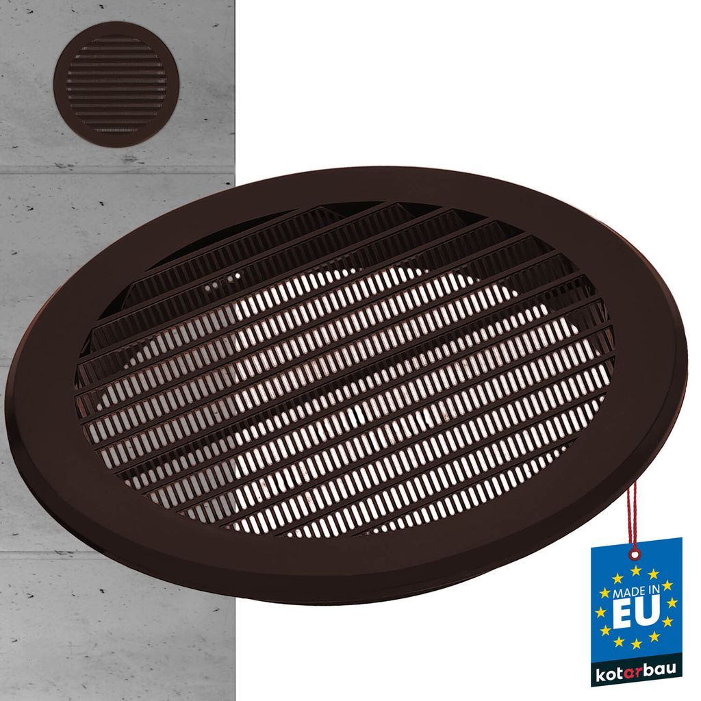 KOTARBAU Lüftungsgitter 150 mm Belüftungsgitter mit Insektenschutz Rund Belüftungsgitter Braun Kunststoff-Abschlussgitter für Lüftungska...
