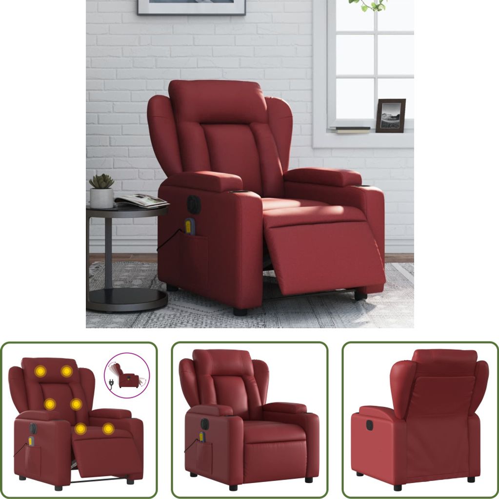 The Living Store Massagesessel Elektrisch Weinrot Produktbild 
