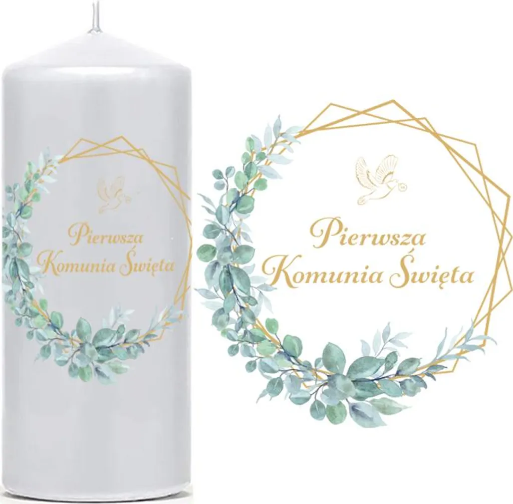 Bougie de communion HEXAGON 20cm pour une décoration de table moderne