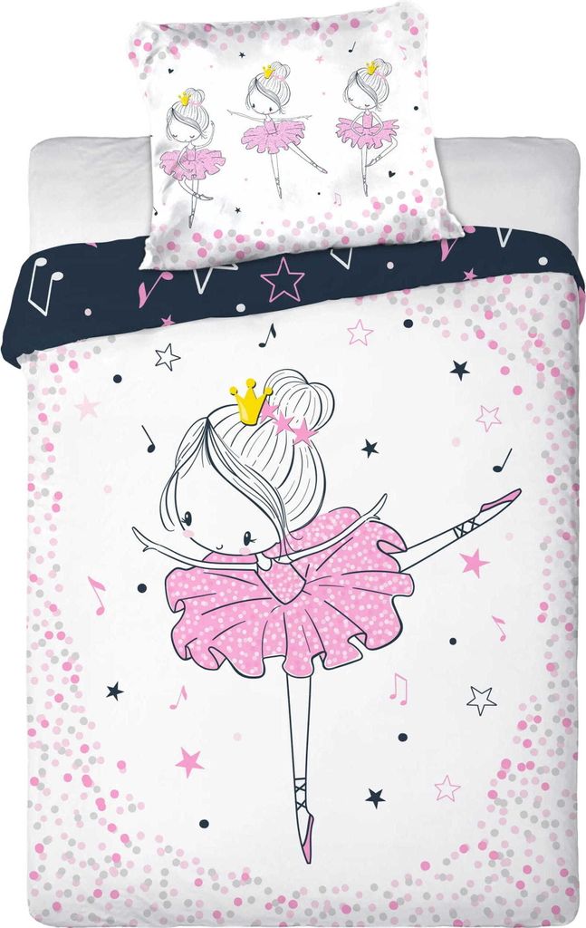 A children's bedding set featuring a ballerina illustration.