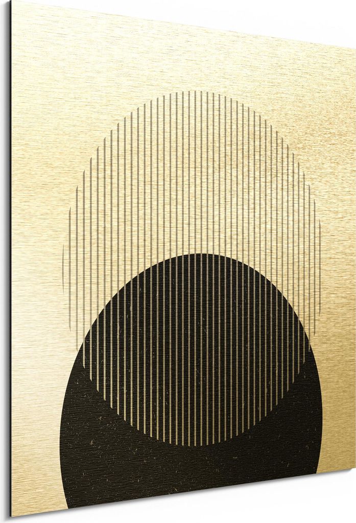 DEQORI Alu-Dibond Bild Gold 50x50 cm 'Licht und Schatten' Wandbild Metall dünn Design