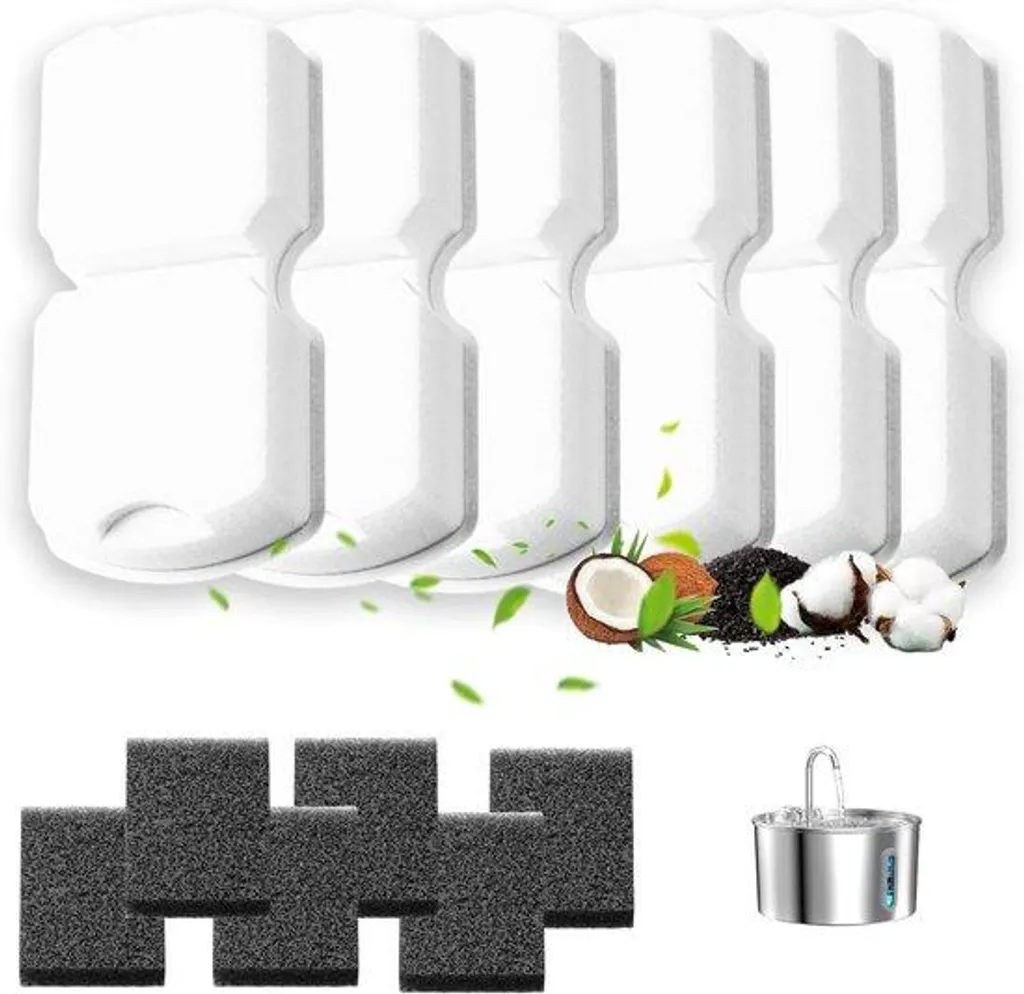 Cartouches de filtration d'eau kit 6 pièces charbon actif et mousse