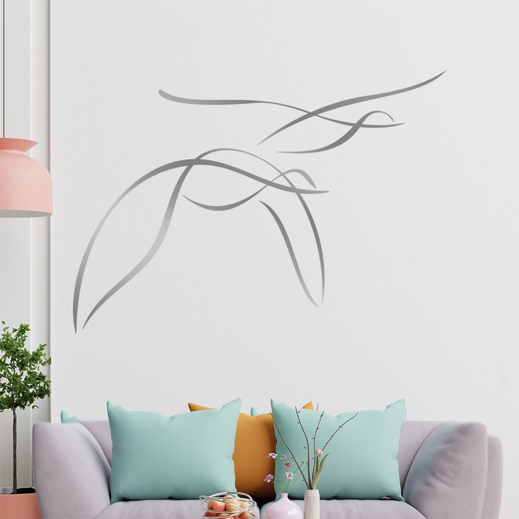 Vögel Linien Wandtattoo in 6 Größen - Wandaufkleber Wall Sticker - Dekoration, Küche, Wohnzimmer, Schlafzimmer, Badezimmer