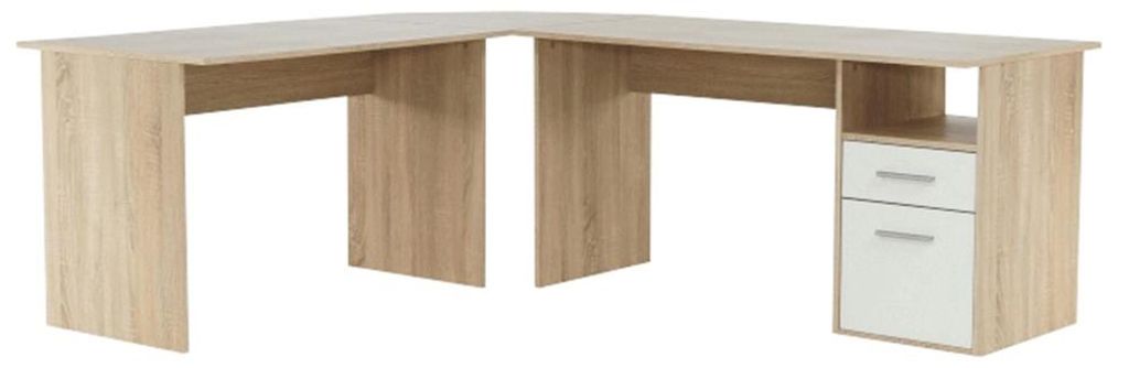 Kondela Ecke PC-Tisch Maurus MA11 Neu - Dub-Sonoma / Weiß Produktbild 