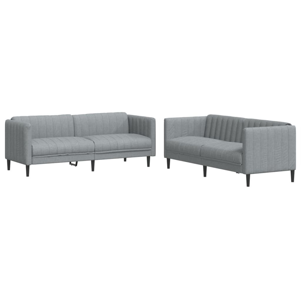 vidaXL 2-tlg. Sofagarnitur Hellgrau Stoff Produktbild 