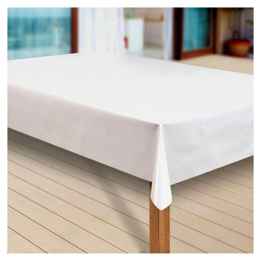 Wachstuch-Tischdecke Abwaschbar Garten-Tischdecke PVC Plastik-Tischdecken Eckig Meterware Wasserabweisend, Muster: Uni weiß, Größe: 90x100