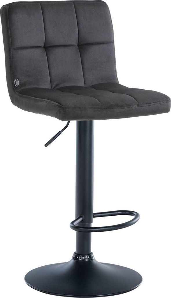 Samt-Barhocker – Komforthocker – verstellbar und drehbar für ultimatives einfaches Sitzen | Farbe: Schwarz | Grundfarbe: Schwarz