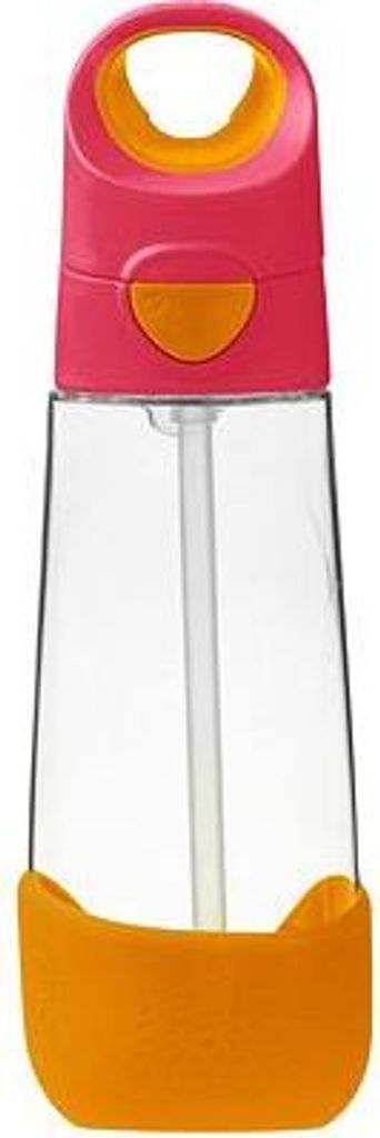 B.box -Trinkflasche mit einem Strohhalm von 600 ml - Pink/ Orange