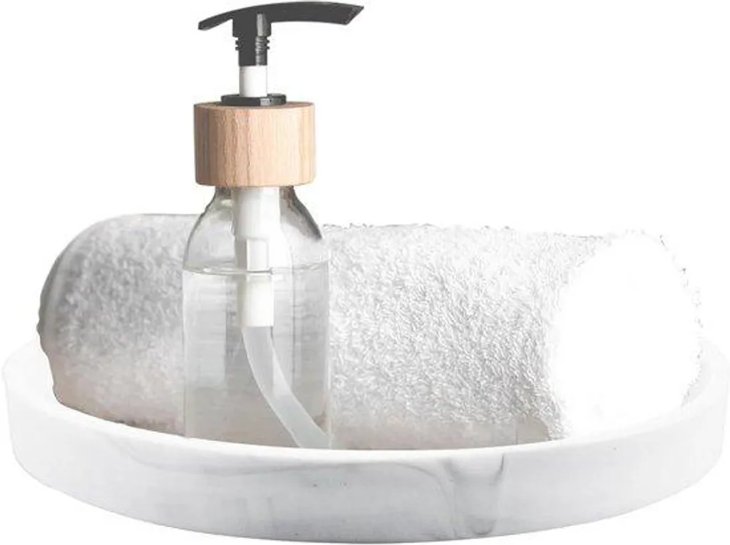 Petit organiseur multifonctionnel rond et blanc pour salle de bain