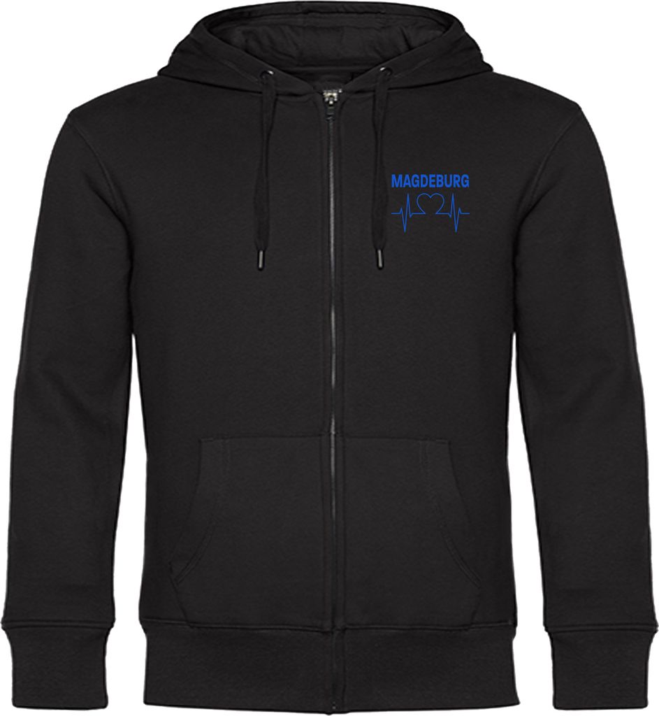 multifanshop Kapuzen Sweatshirt Jacke - Magdeburg - Herzschlag, schwarz, Größe S