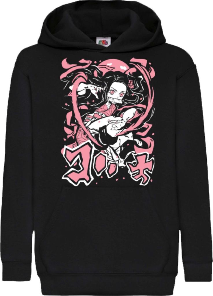 Kinder Kapuzenpullover Demon Anime Slayer Nezuko Kamado 002, 12-13 Jahr - 152 / Schwarz