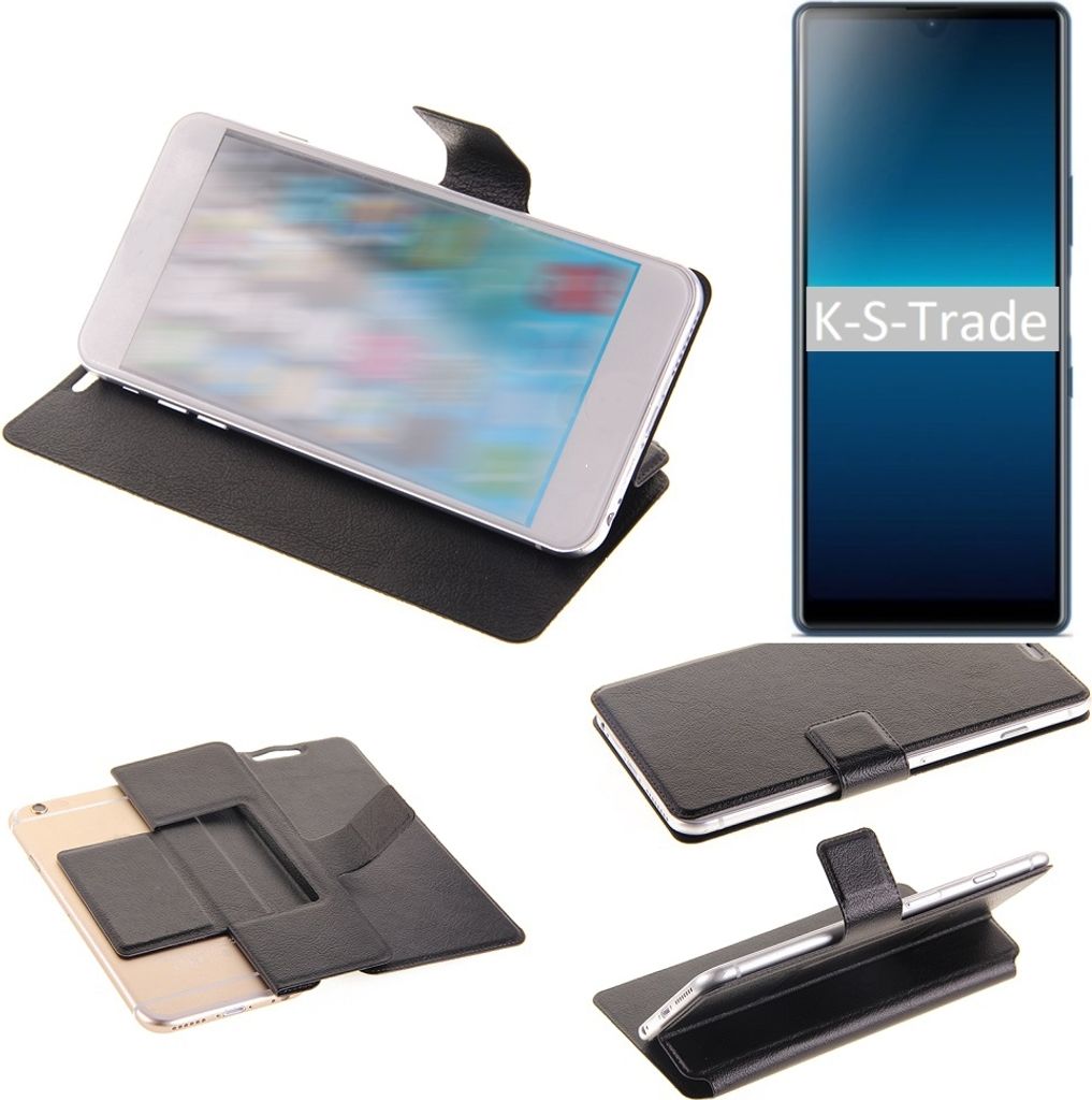 K-S-Trade Schutzhülle kompatibel mit Sony Xperia L4 Schutzhülle Flip Cover Klapphülle Wallet Case Slim Handyhülle bookstyle schwarz
