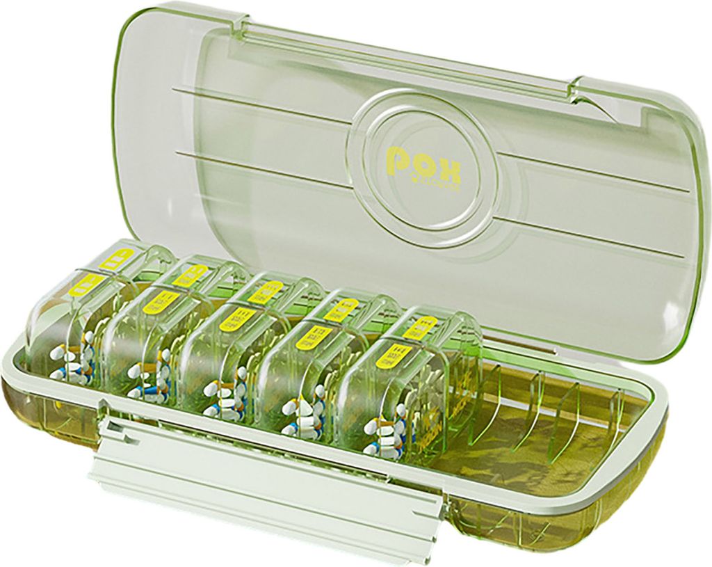 Pillendose, praktischer Sieben-Tage-Pillenbehälter, 14 Fächer, wöchentlicher Pillen-Organizer für zu Hause und unterwegs