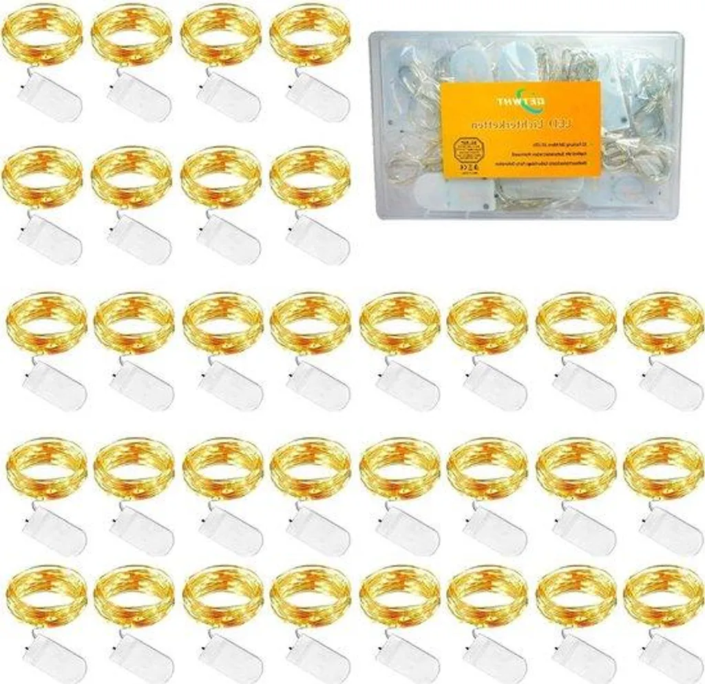 Guirlande 10 LED Blanc Chaud Pile 1m - Décoration Fête & Jardin