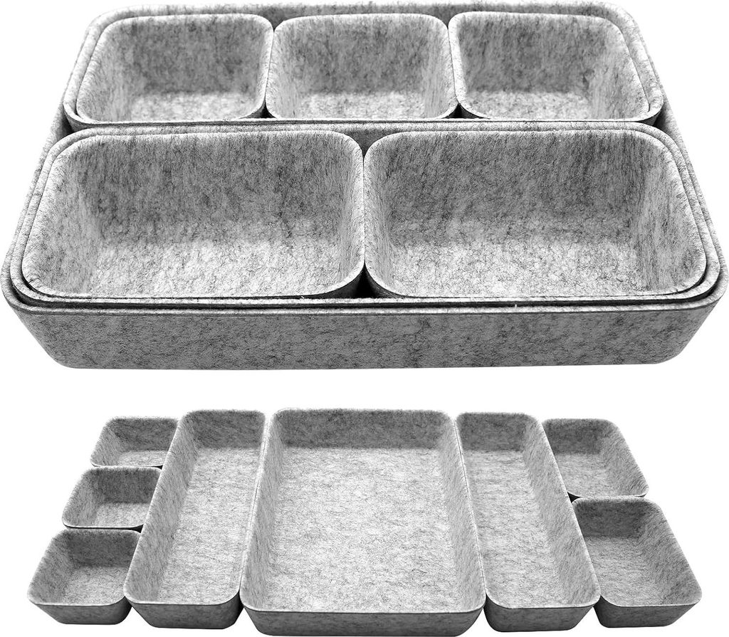 Filz Lade-organizerset - 8 Stück - dunkelgrau - vielseitig - praktisch