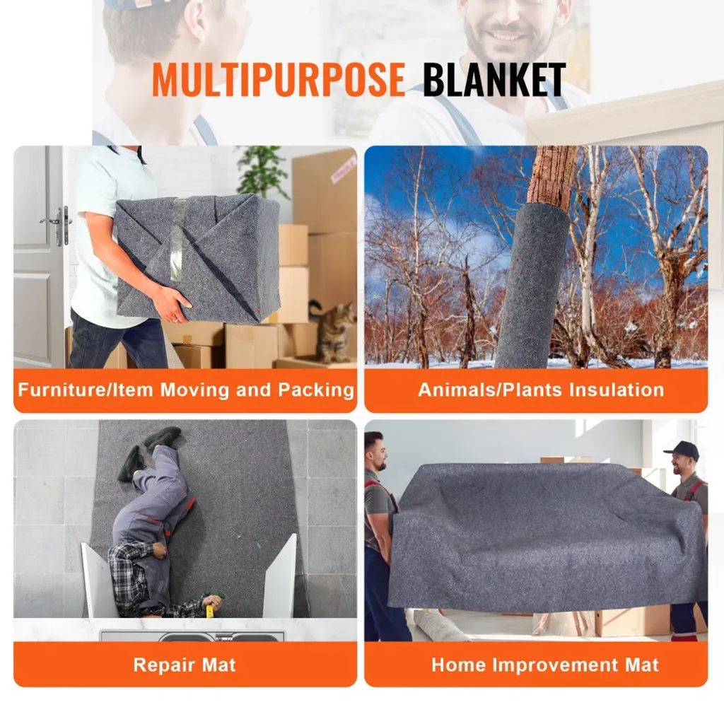 12x - Coperte per traslochi 1829x1372mm - Coperte per mobili in cotone riciclato - Coperte per stoccaggio - Coperte per traslochi - Coperte per trasporto - Coperte per imballaggio mobili - Coperte per imballaggio - Protezione per mobili - 6