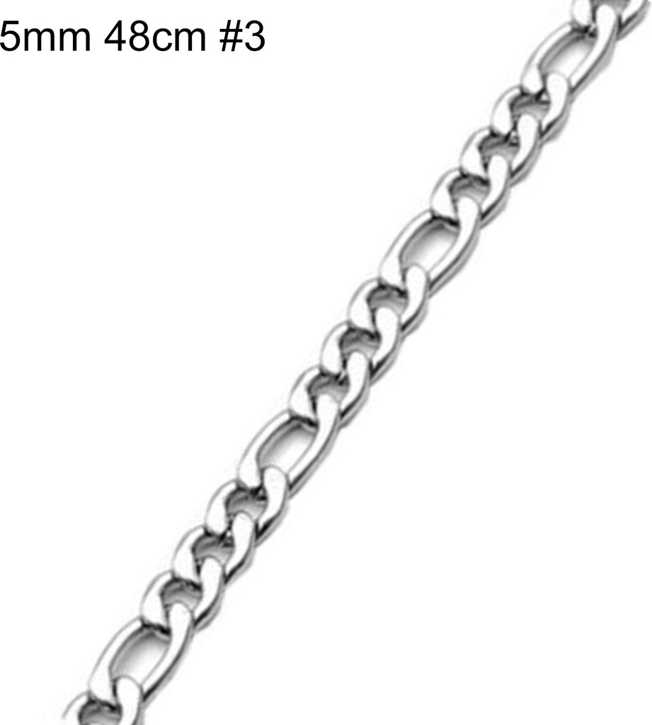 2-9 mm versilberte Twist-Gliederkette aus Edelstahl für Herren und Damen-5 mm 19 Zoll #3 Figaro-Kette