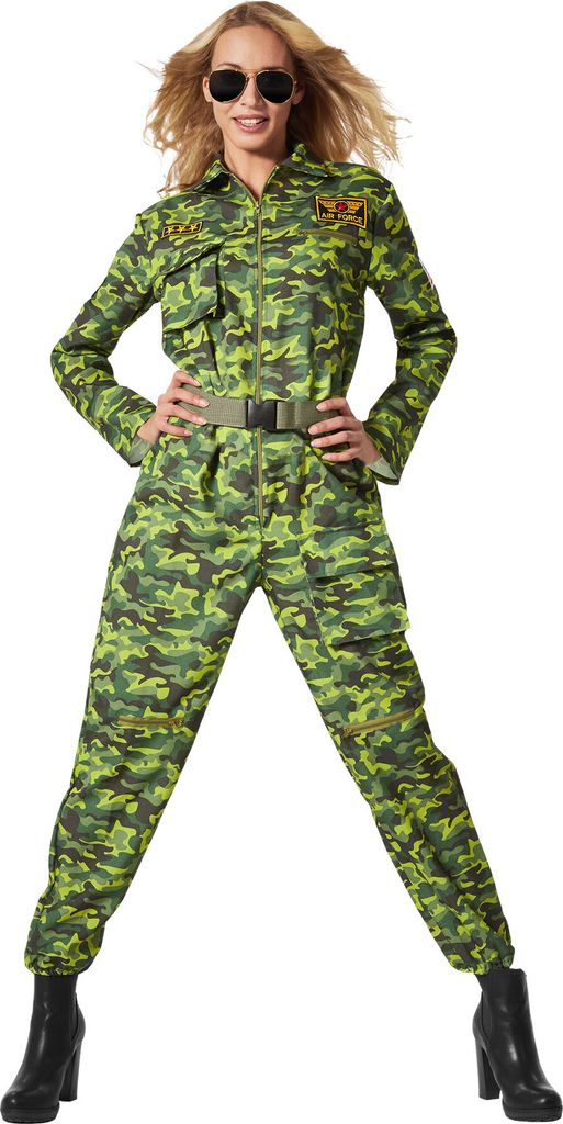 dressforfun Damenkostüm Jet Fighter Pilot Camouflage