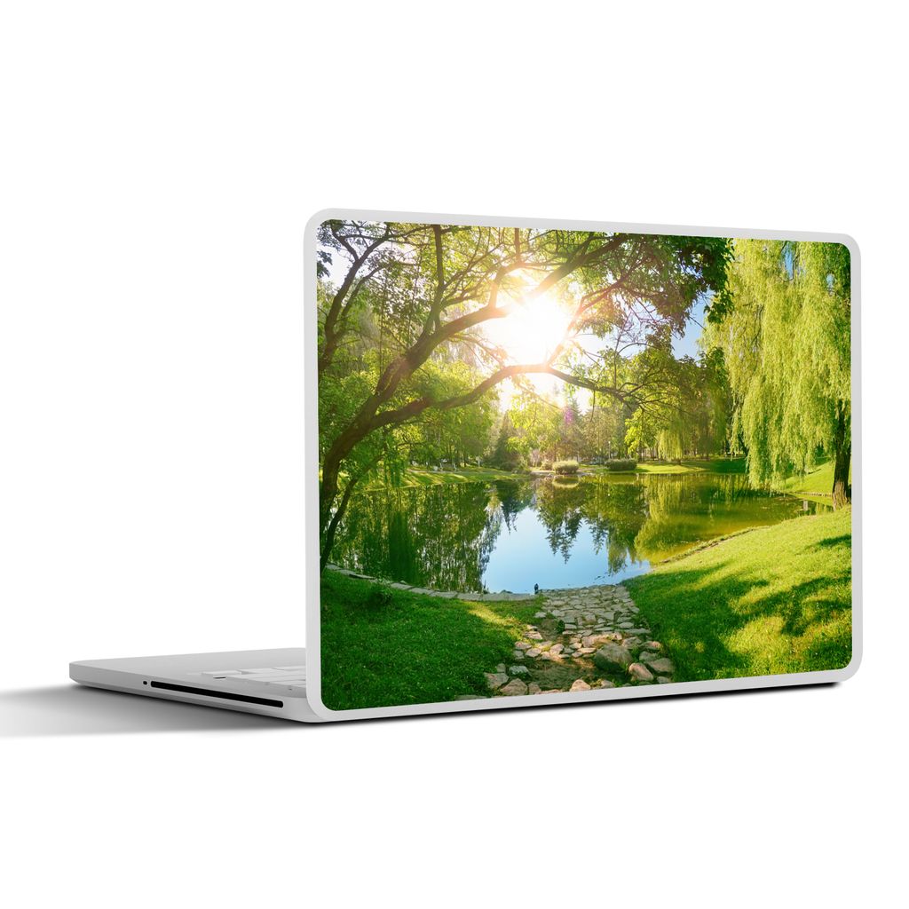 MuchoWow Laptop Aufkleber Sticker Cover Bäume - See - Sonne - Gras - Natur 25x18 cm - Laptop-Deko
