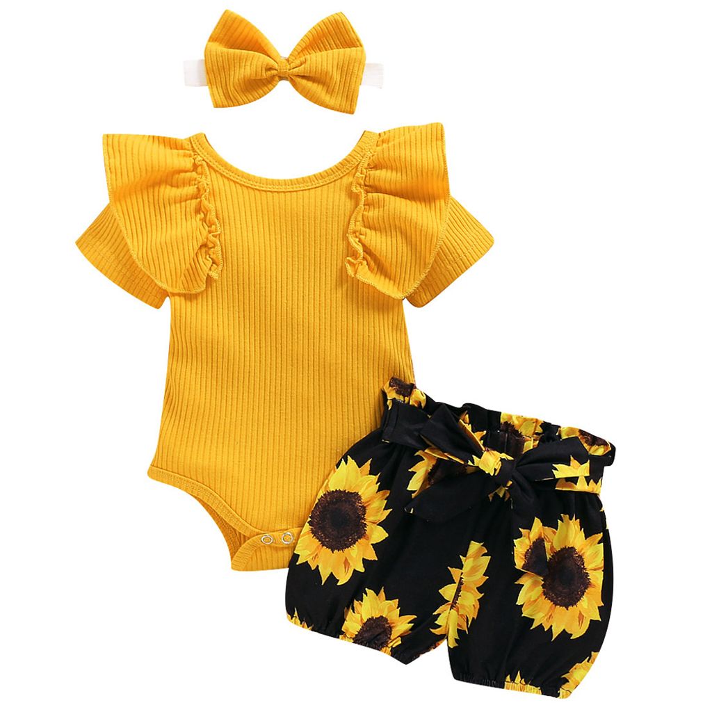 Neugeborenes Baby Mädchen Strampler Body Overall Stirnband Outfits Kleidung
