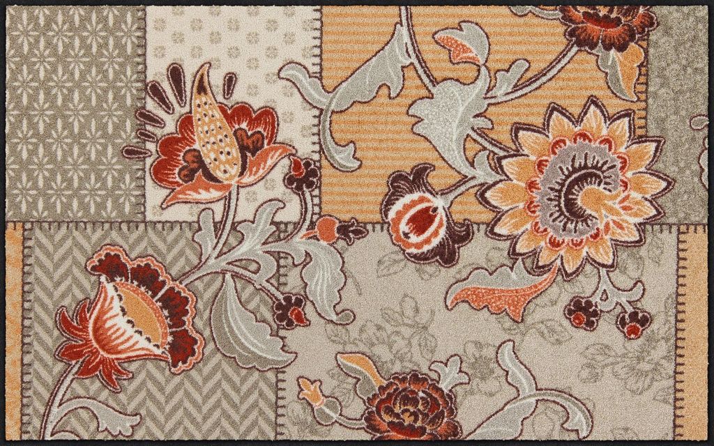 Salonloewe BOHEMIAN PATCH taupe Fußmatte Wohnmatte 75 x 120 cm