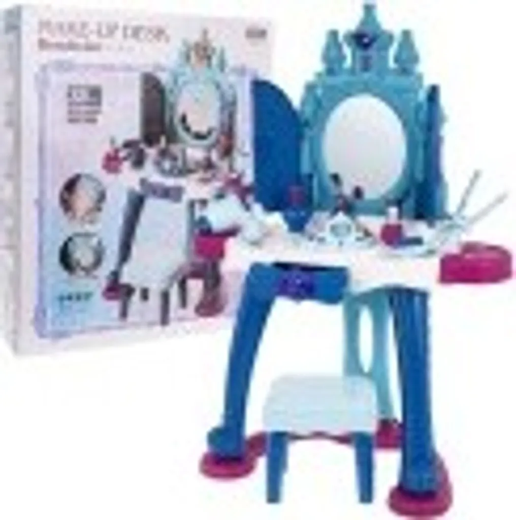 Coiffeuse interactive avec miroir et tabouret pour enfant rose et blanc - 5