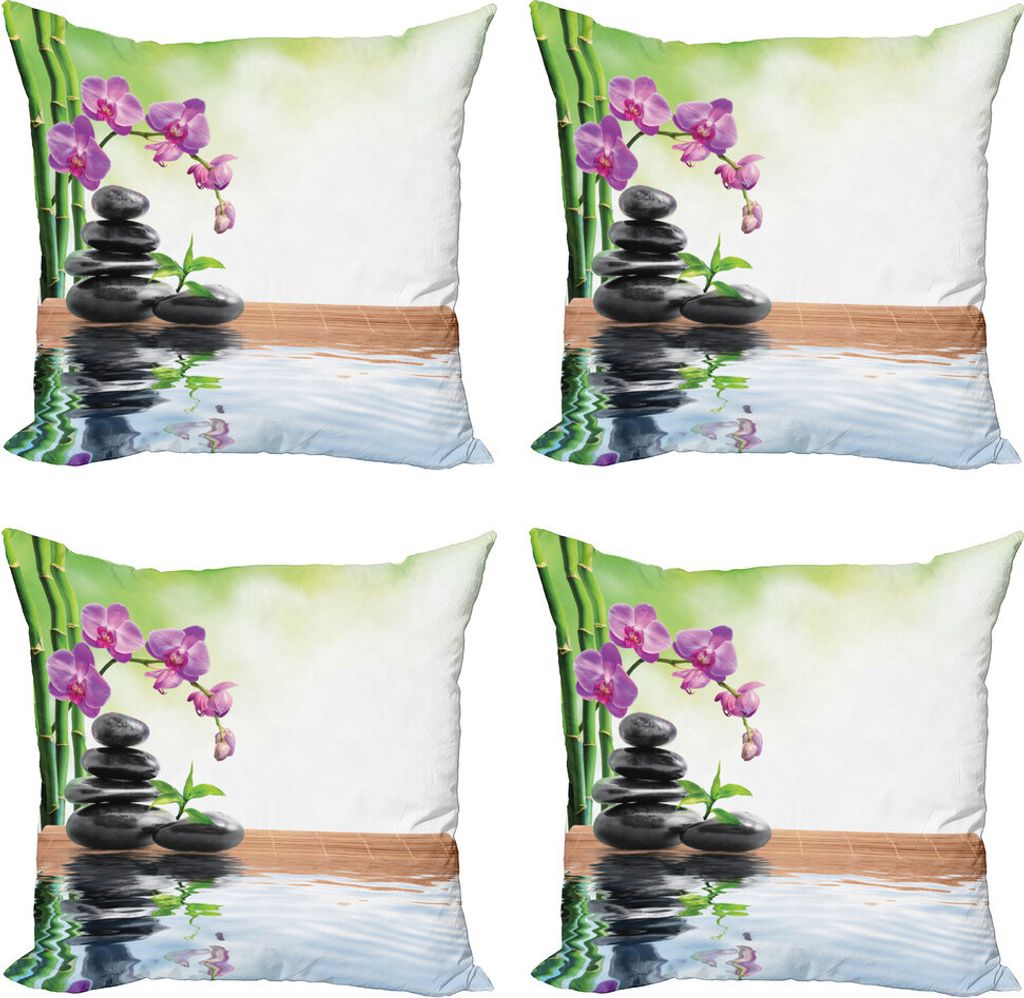 ABAKUHAUS Spa Kissenbezug Set (4 Stück), Spa Spring Water Gesundheit, Moderner Doppelseitiger Digitaldruck, 60 cm x 60 cm, Mehrfarbig