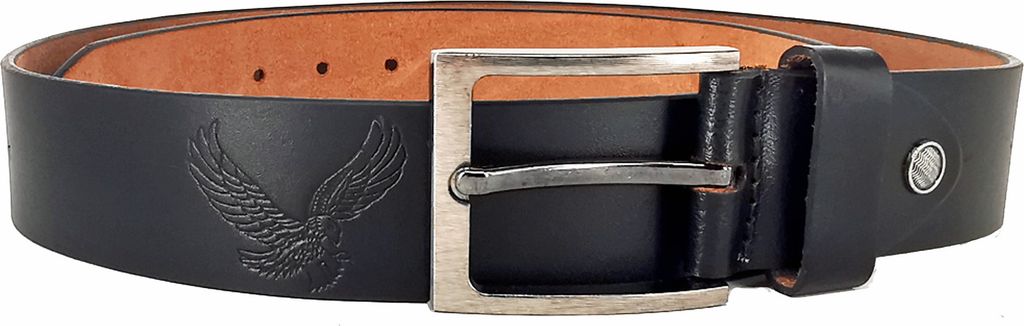 Hochwertiger Büffelledergürtel für Herren, Italy-Design mit Adler Motiv – 3.8 cm breit, Größe: Taillenweite 100 cm, Gürtellänge 115 cm, Sc...