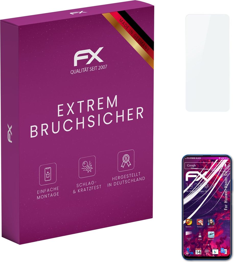 atFoliX FX-Hybrid-Glass Displayfolie kompatibel mit Huawei Honor 9x Glasfolie
