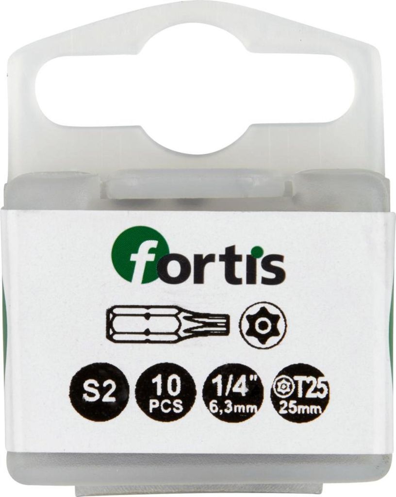 Fortis Bit 1/4 DIN3126 C6,3 TX25x 25 mm mit Bohrung 10 Stk.