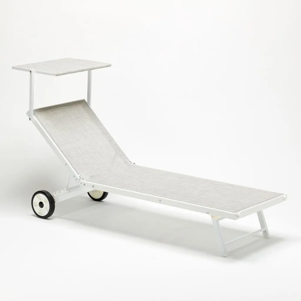 Lit de soleil Alabama gris pour terrasse et piscine avec roues de transport