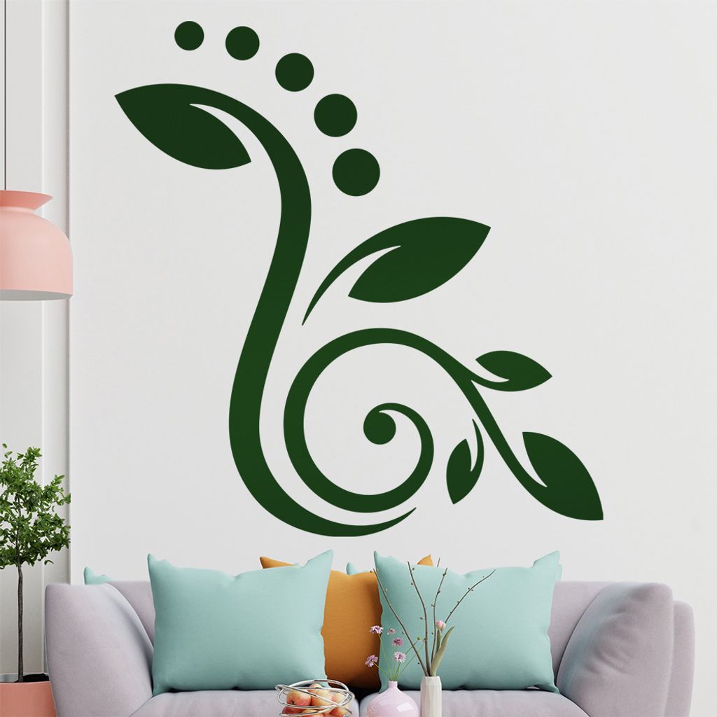 Blüte - Linien Punkte Wandtattoo in 6 Größen - Wandaufkleber Wall Sticker - Dekoration, Küche, Wohnzimmer, Schlafzimmer, Badezimmer