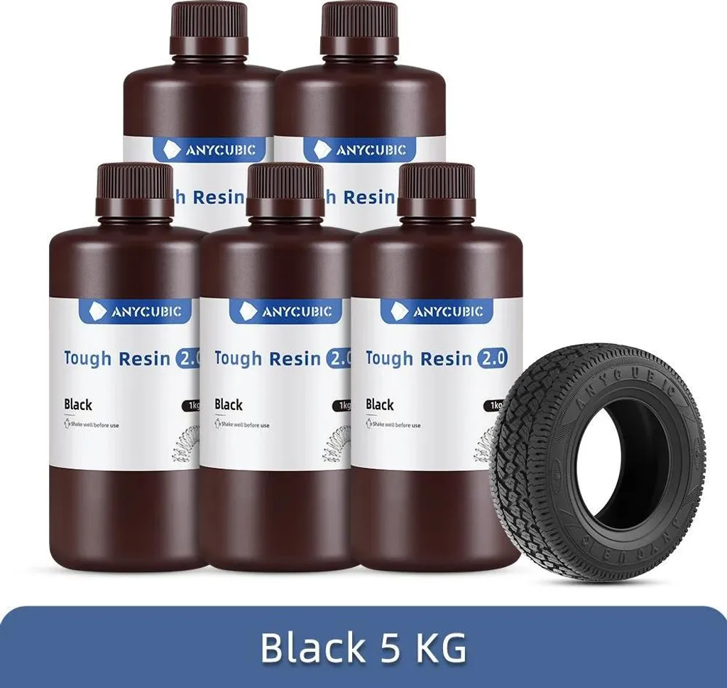 Résine 3D Noire Haute Précision Tough 2.0 Résistante aux Chocs UV 405nm
