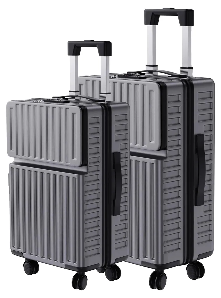 Valise de voyage pour avion, format cabine ou soute gris 4 roulettes