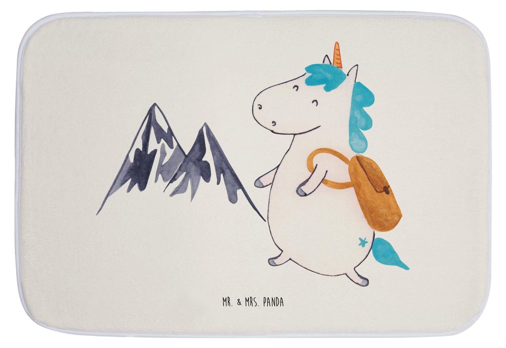 Mr. & Mrs. Panda Badezimmer Matte Einhorn Bergsteiger - Weiß - Geschenk, Entdecker, Badvorleger, Urlaub, Abenteuer, Berge, Badteppich, Bad Fußmat...