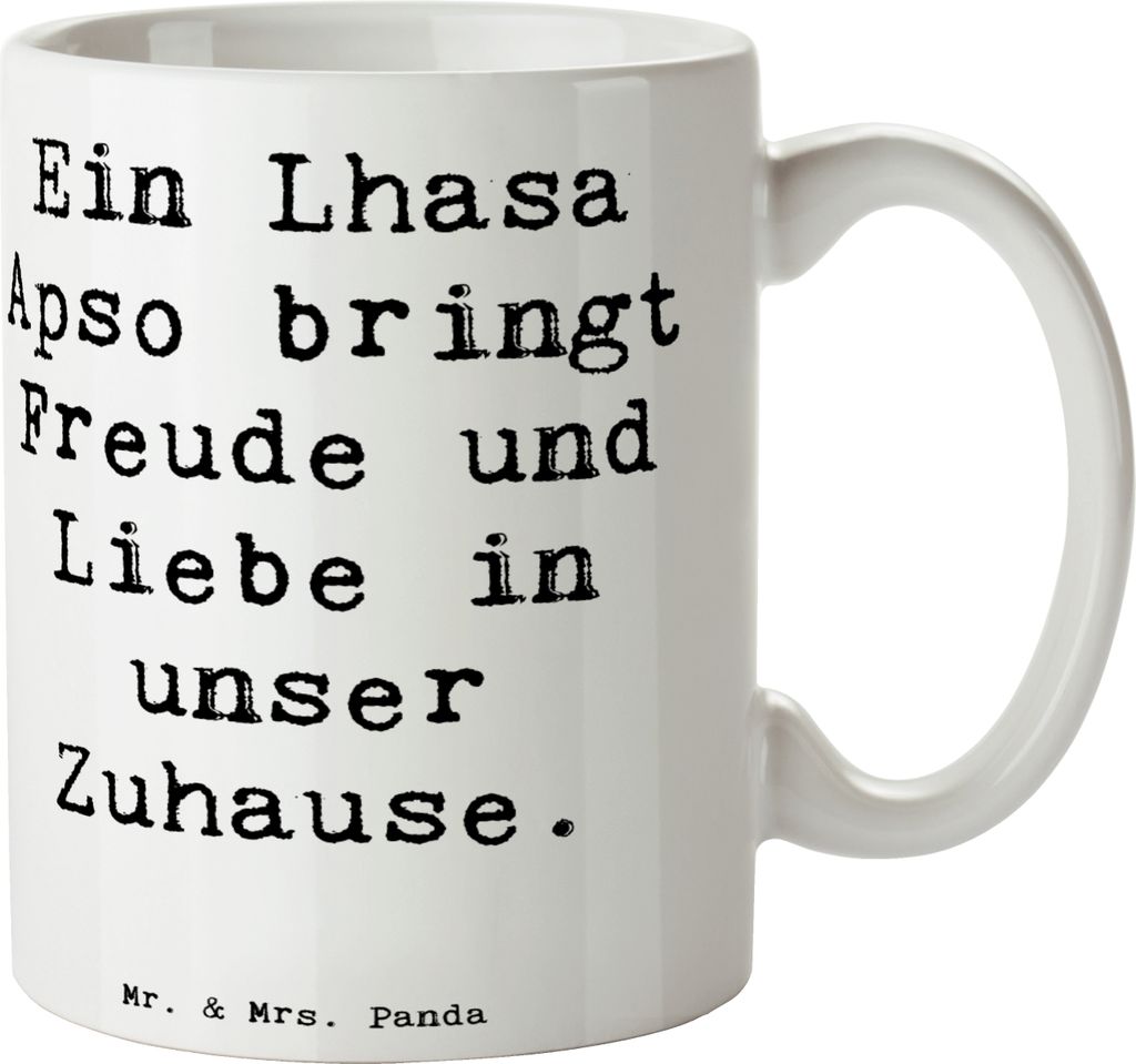 Mr. & Mrs. Panda Keramiktasse Spruch Lhasa Apso Freude - Weiß - Geschenk, Tasse, treu, mit Motiv, mutiger Hund, kaffeebecher bedruckt, Liebe, Kaff...