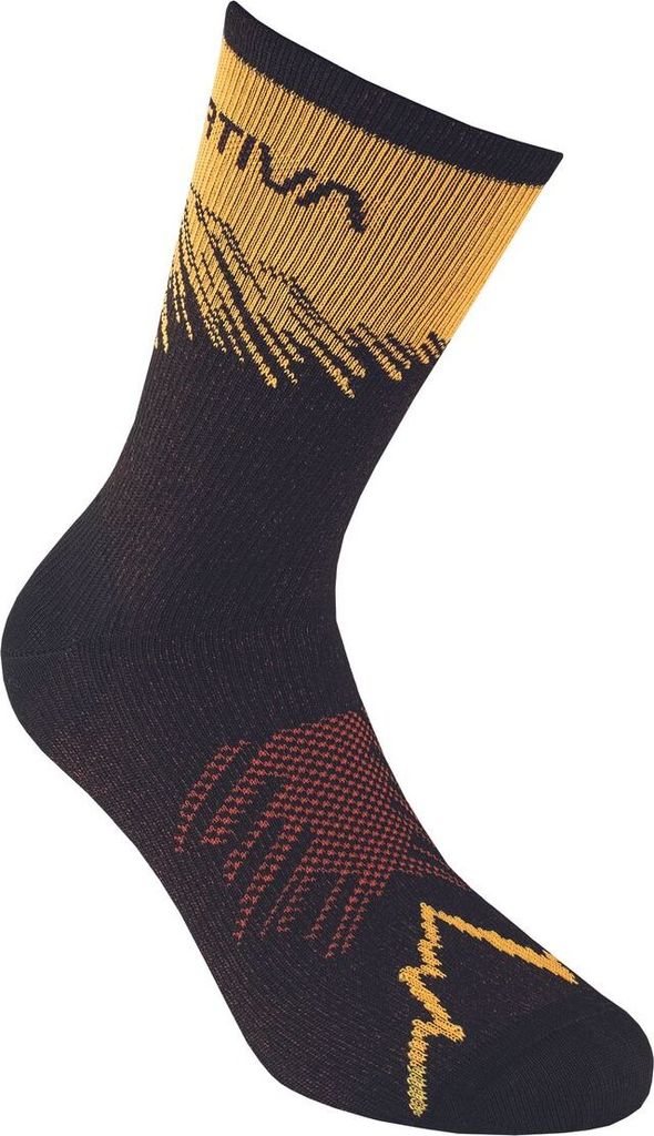 Sky Socks, La Sportiva Mountain Running Footwear, S, Black/Yellow (Black) - La Sportiva
