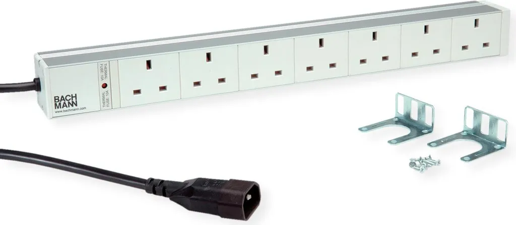 Bandeau PDU 19 Aluminium 7 Sorties UK C14 BACHMANN ALU Haute Qualité