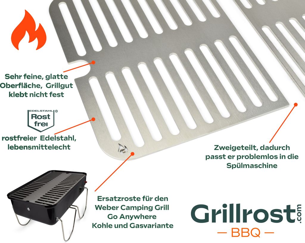 JIZK 80631 Griglia in acciaio inox per barbecue Weber Go-Anywhere a