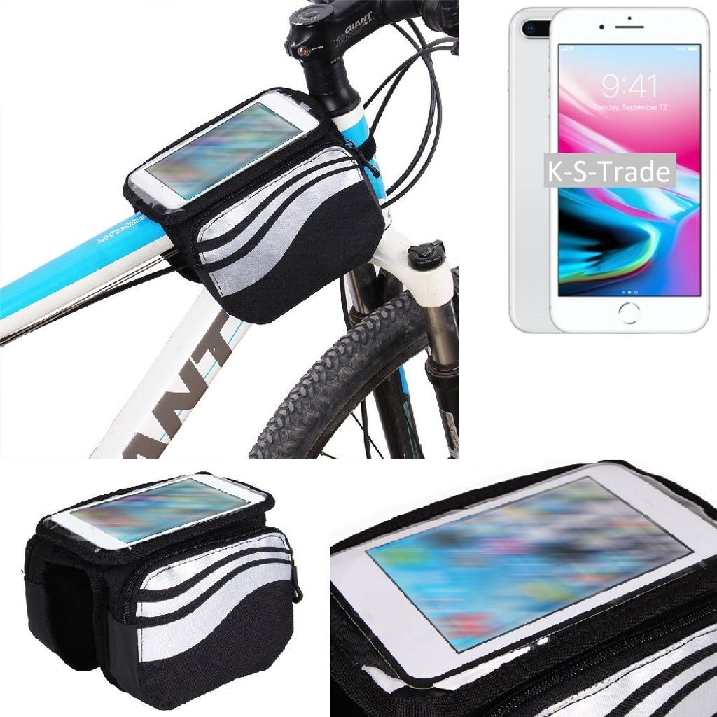 K-S-Trade Rahmentasche Fahrrad-Halterung kompatibel mit Apple iPhone 8 Plus Rahmenhalterung Fahrrad Handyhalterung Fahrradtasche Handy Smartphone